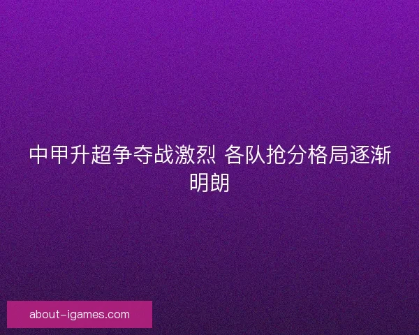 中甲升超争夺战激烈 各队抢分格局逐渐明朗